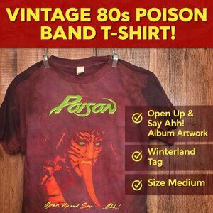 Vintage Poison Open Up and Say Ahh T-Shirt Winterland Medium 80's Rock Band Tee
